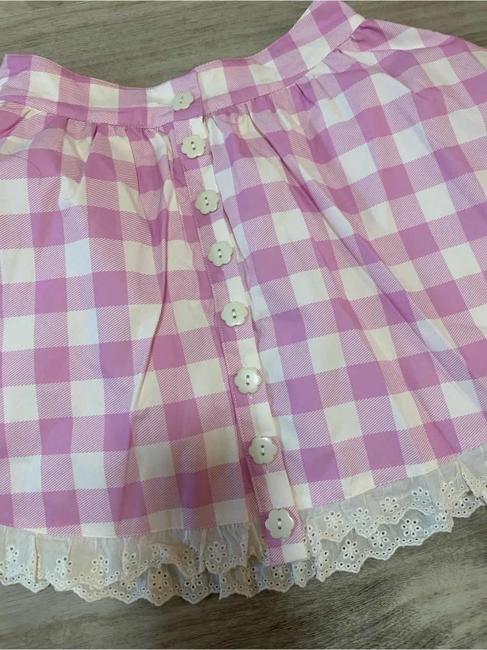 Dolls Kill Sugar Thrillz S’more Sweetness pink gingham circle skirt - NWOT